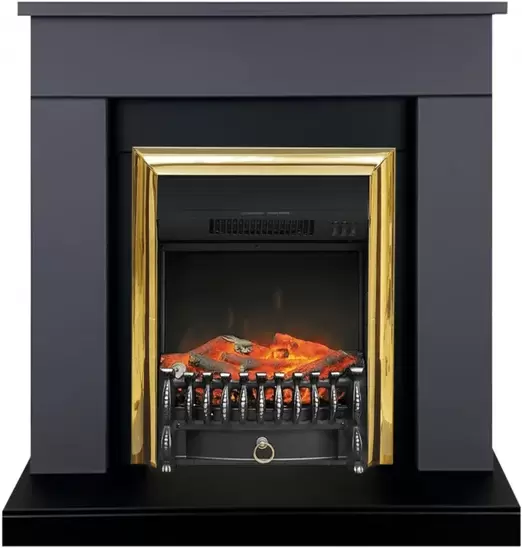 Каминокомплект Smolcom Detroit STD-ASP Fobos FX Brass RB-STD 5BRFX (серый графит/черный) фото