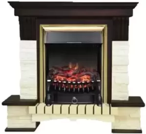 Каминокомплект Smolcom Stone Montebello + Fobos FX Brass RB-STD 5BRFX (махагон коричневый антик) фото