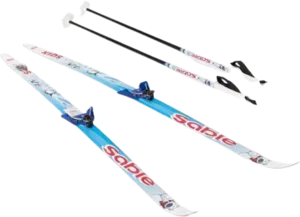 Лыжи STC детские с креплением 75 мм и палками (140 см) фото