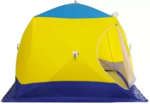 Палатка для зимней рыбалки Стэк КУБ 4 трехслойная дышащая (разноцветная) фото