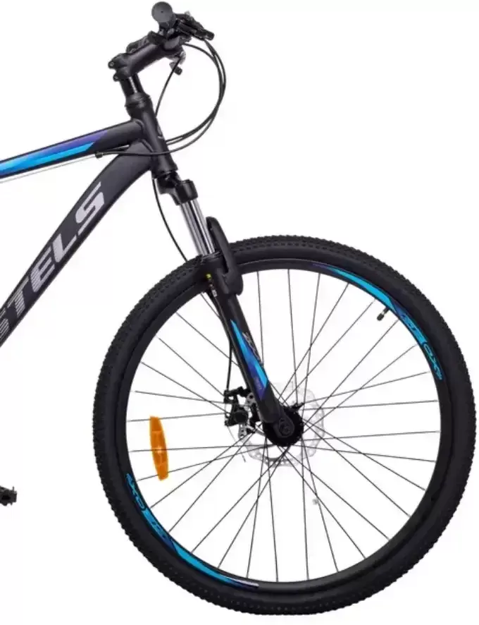 Велосипед Stels Navigator 700 MD 27.5 V020 р.21 2024 (черный/голубой) фото 5