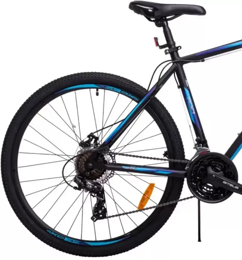 Велосипед Stels Navigator 700 MD 27.5 V020 р.21 2024 (черный/голубой) фото 7