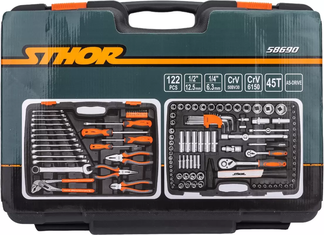 Универсальный набор инструментов Sthor 58690 (122 предмета) фото