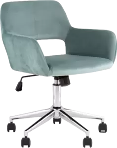Офисное кресло Stool Group Ross Chrome Velvet Olive 61 (велюр серо-зеленый) фото