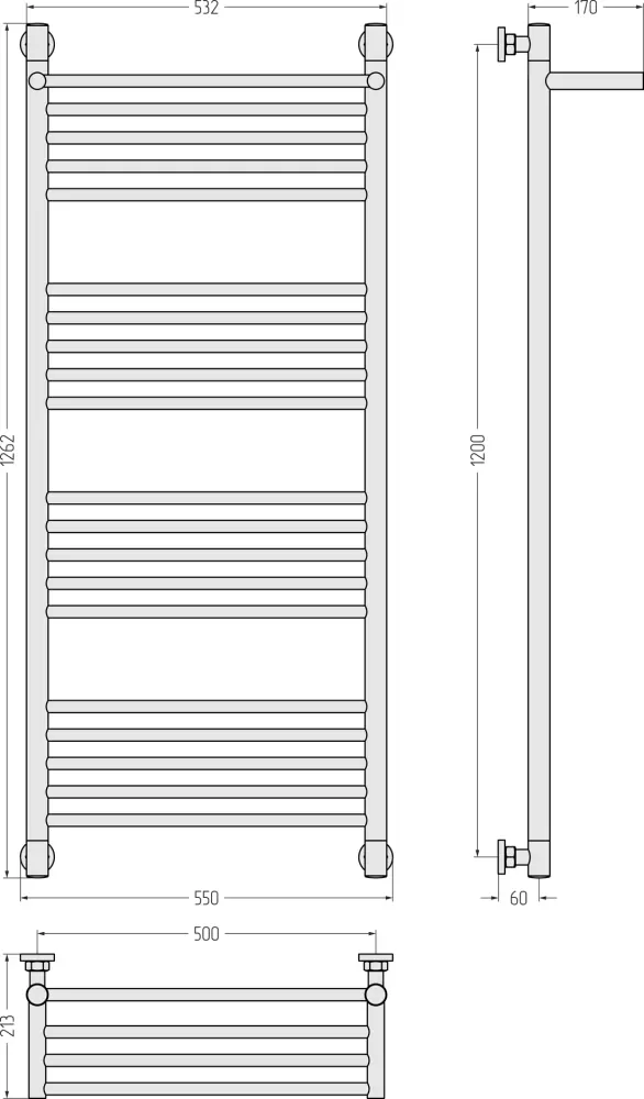 Полотенцесушитель Сунержа Богема с полкой+ 1200x500 00-0223-1250 фото