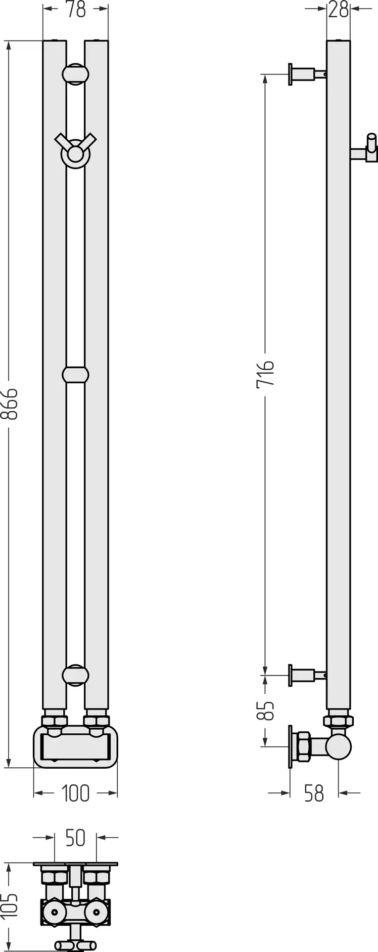 Полотенцесушитель Сунержа Нюанс EU50+ 840х50 03-0212-0840 фото