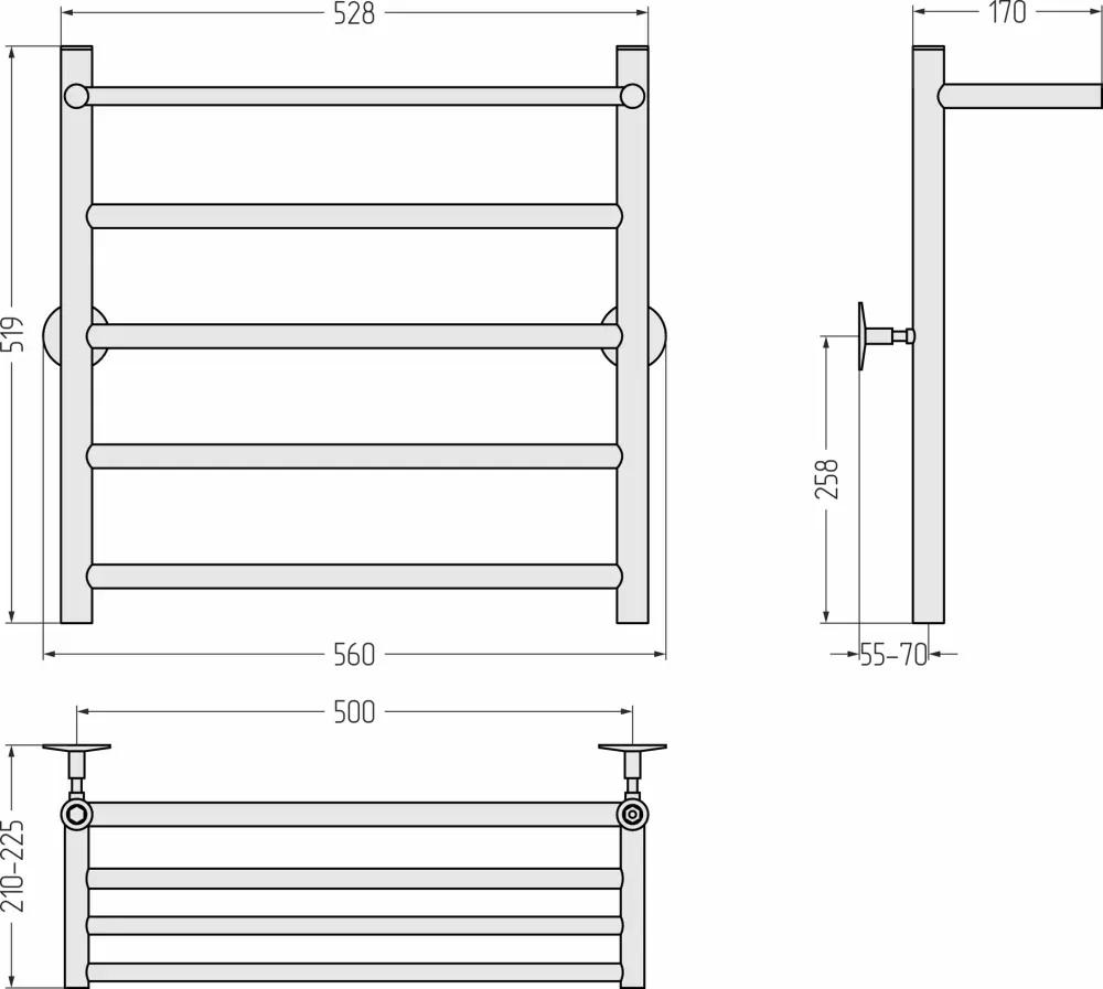 Полотенцесушитель Стилье Универсал-54 600х500 (Полка + 4) П 21 00654-6050 фото