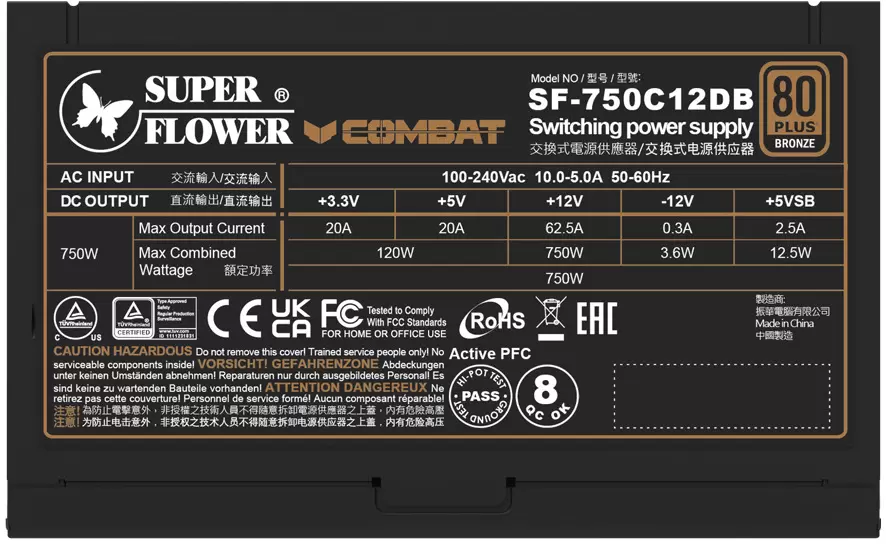 Блок питания Super Flower Combat DB 750W ATX3.1 SF-750C12DB фото