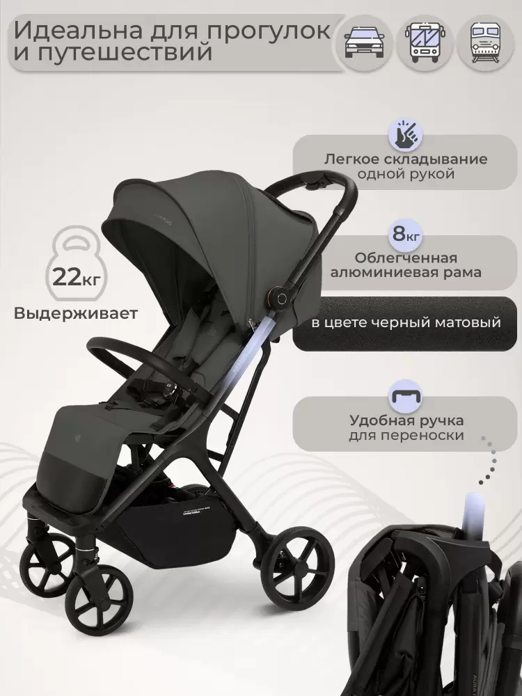 Детская прогулочная коляска Sweet Baby Aura Plus (темно-серый) фото