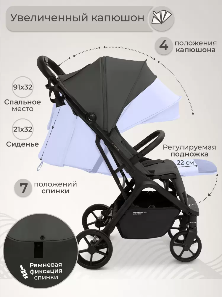 Детская прогулочная коляска Sweet Baby Aura Plus (темно-серый) фото