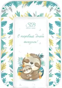 Пеленальный матрас Sweet Baby Fantasy Green 48x71 (ленивец зеленый) фото