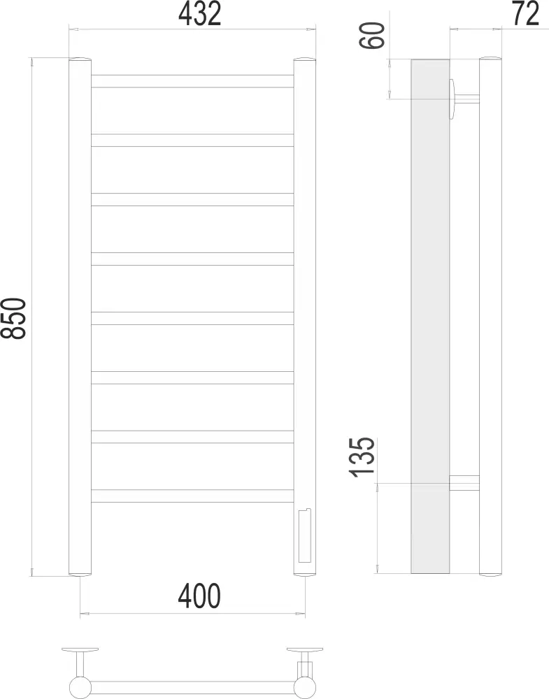 Полотенцесушитель Terminus Аврора П8 400x850 электро фото
