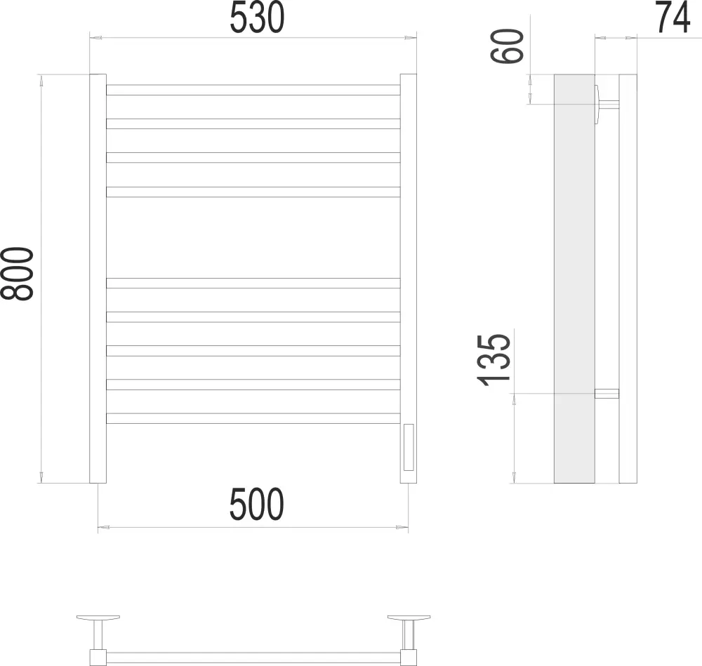 Полотенцесушитель Terminus Ватикан П8 500x800 КС 9003 электро (белый) фото