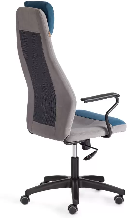 Офисное кресло TetChair Aviator флок/ткань (синий/серый/серый) фото