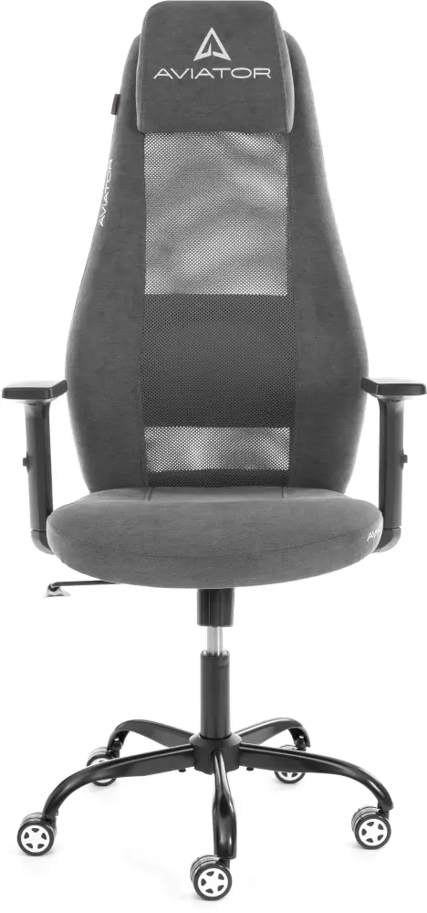 Кресло офисное Tetchair Aviator PLT metalBL (флок/ткань, серый, 29/W-12) фото