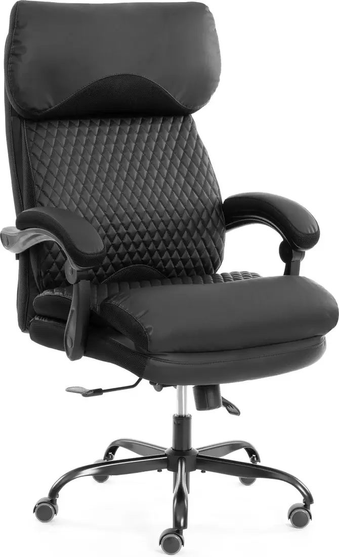 Tetchair Chief metalBL кожзам/ткань (черный/черный стеганный)