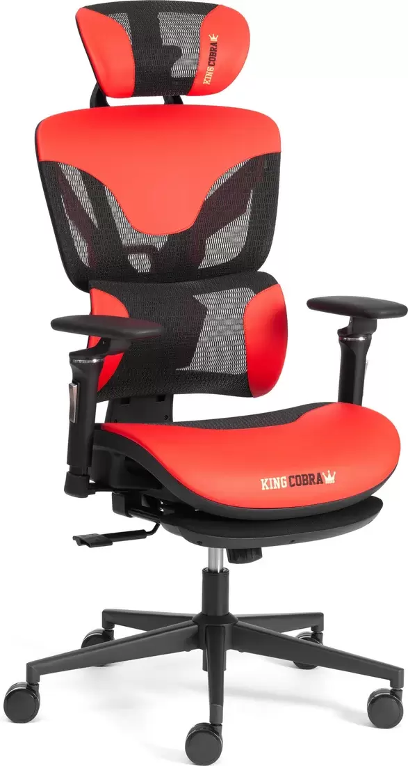 Tetchair KingCobra (искусственная кожа/сетка, черный/красный)