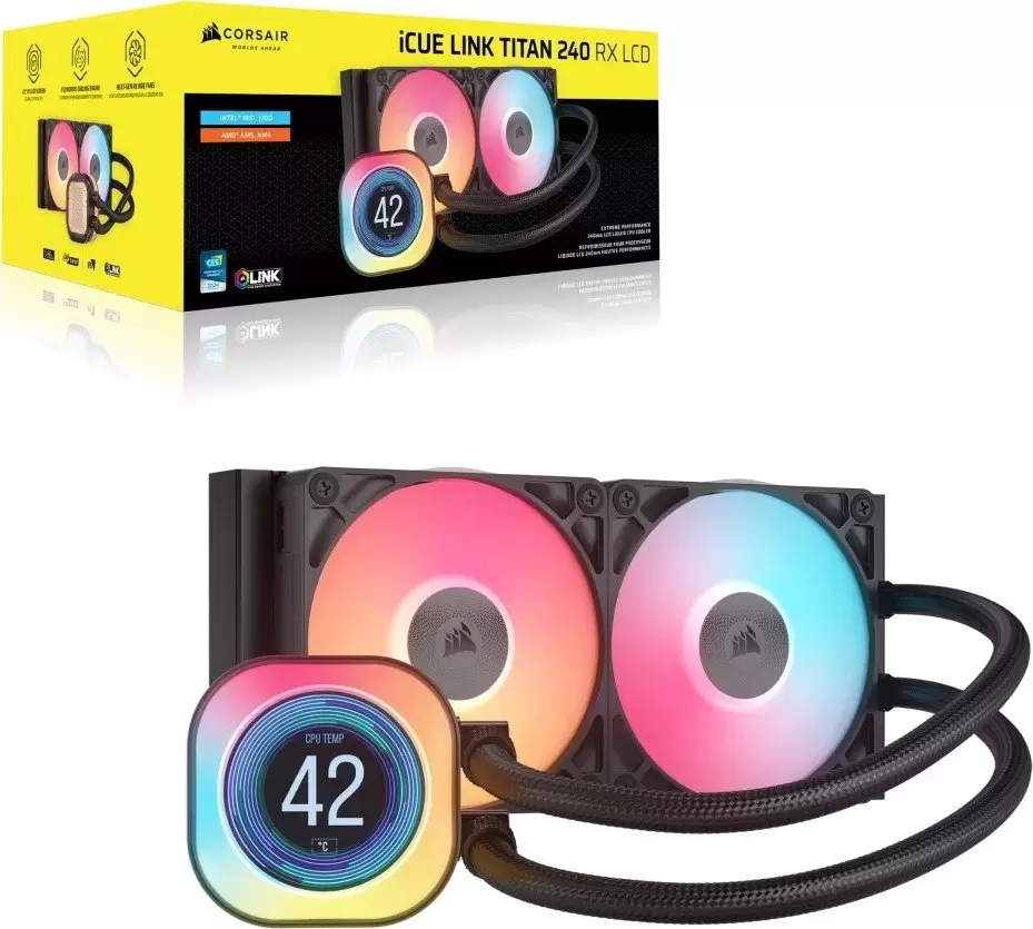 Система жидкостного охлаждения для процессора Corsair iCUE LINK TITAN 240 RX LCD CW-9061022-WW фото