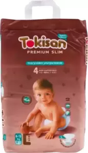 Подгузники детские Tokisan Premium 4L (62 шт) фото