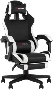 Игровое кресло TopChairs Prophet с оттоманкой GF-8086 (черно-белый) фото