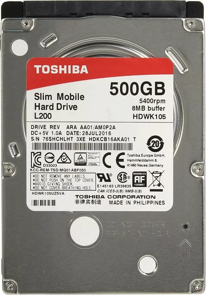 Жесткий диск Toshiba L200 Slim (HDWK105EZSTA) 500Gb фото