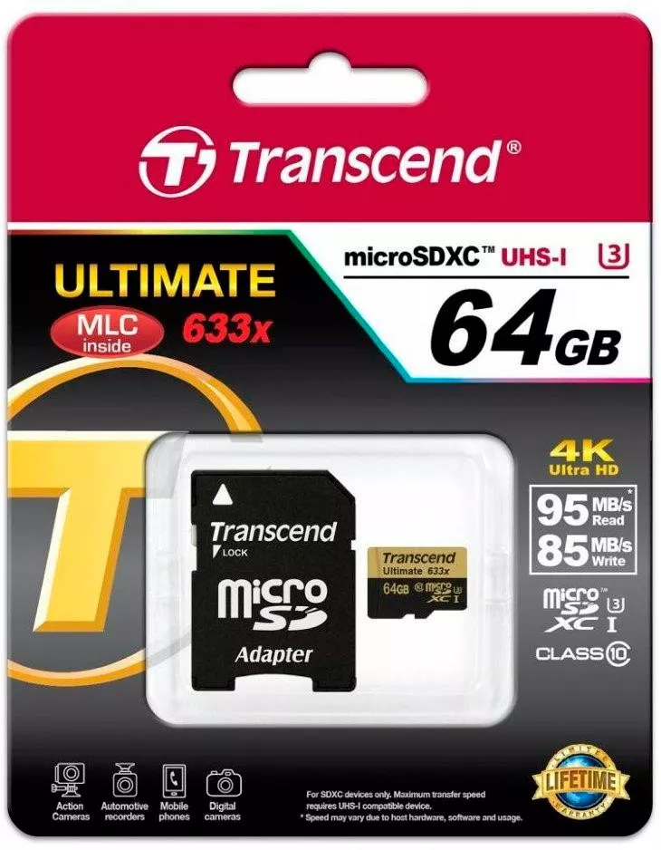 Карта памяти Transcend Ultimate 633x microSDXC 64Gb (TS64GUSDU3) фото 2