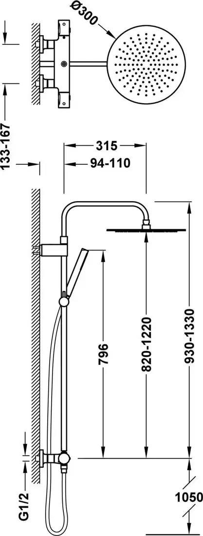 Душевая система Tres Over-Wall 19039302AC фото