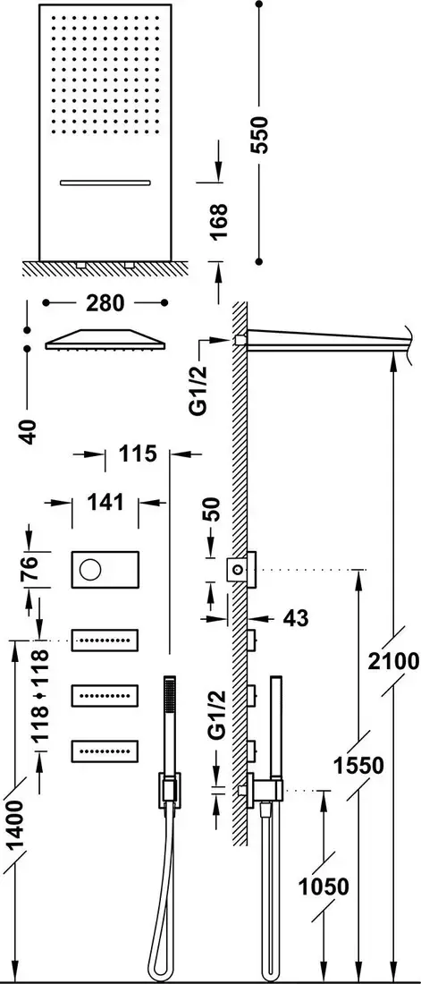Душевая система Tres Shower Technology 09288408NM фото
