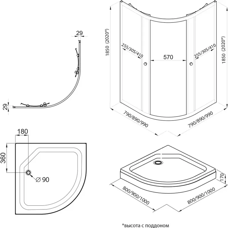 Душевой уголок Triton Альфа-Хром 100х100 (без поддона) фото 3