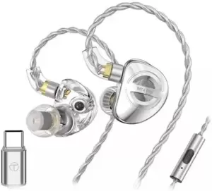 Наушники TRN MT4 Pro (Type-C, серебристый, с микрофоном) фото