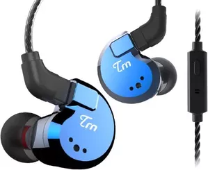 Наушники TRN V80 (с микрофоном, синий) фото