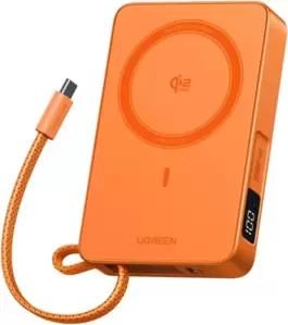 Портативное зарядное устройство Ugreen MagFlow PB773 10000mAh (оранжевый) фото