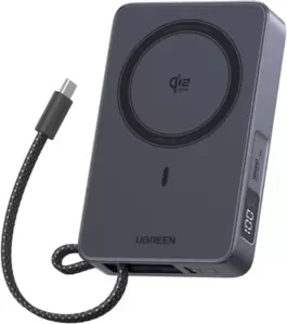 Портативное зарядное устройство Ugreen MagFlow PB773 10000mAh (серый) фото