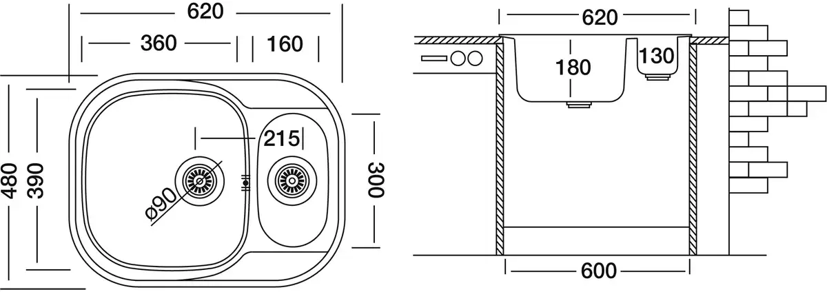 Кухонная мойка Ukinox Галант GAP620.480 15GT8K 1R фото