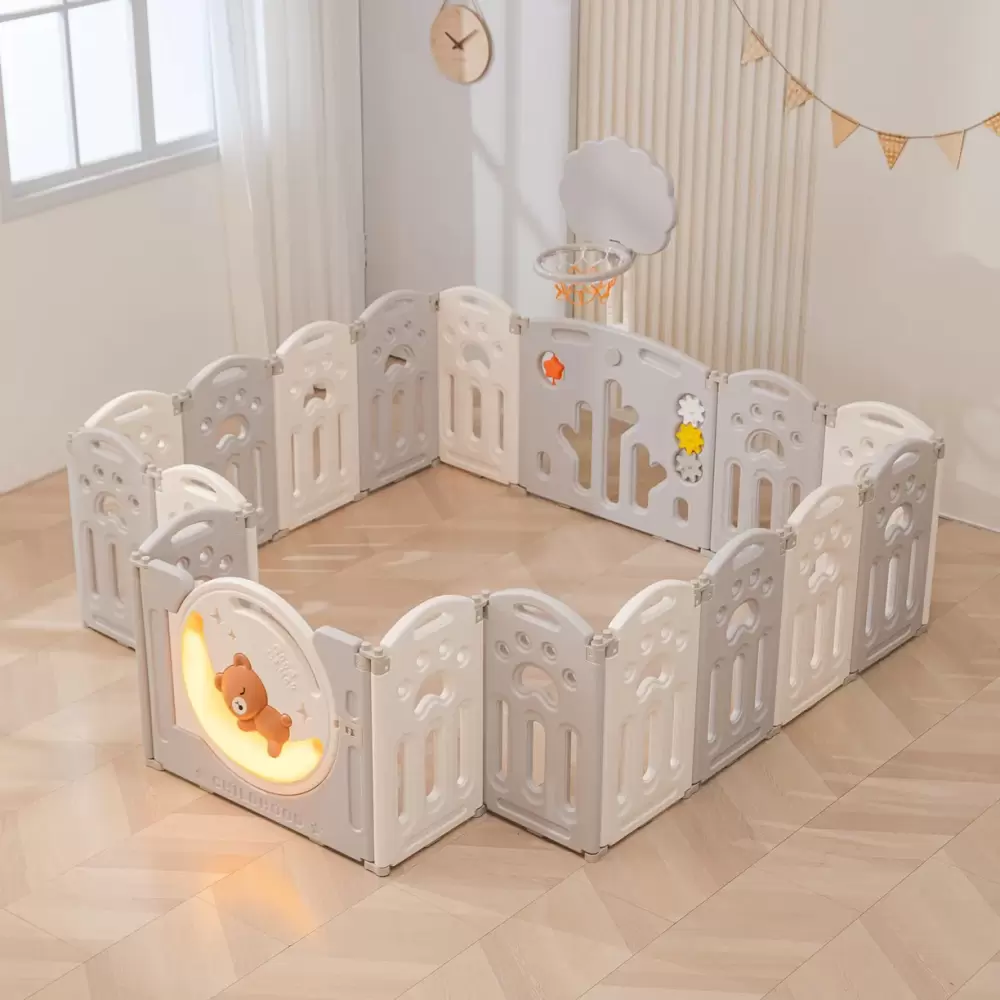 Игровой манеж UNIX Kids DeLuxe 180x200 (серый) фото