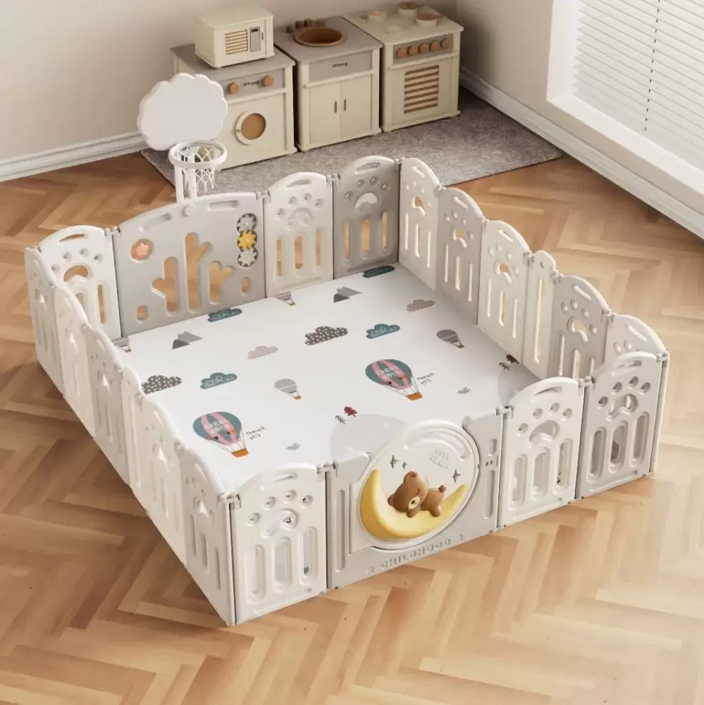 Игровой манеж UNIX Kids DeLuxe 180x200 (серый) фото