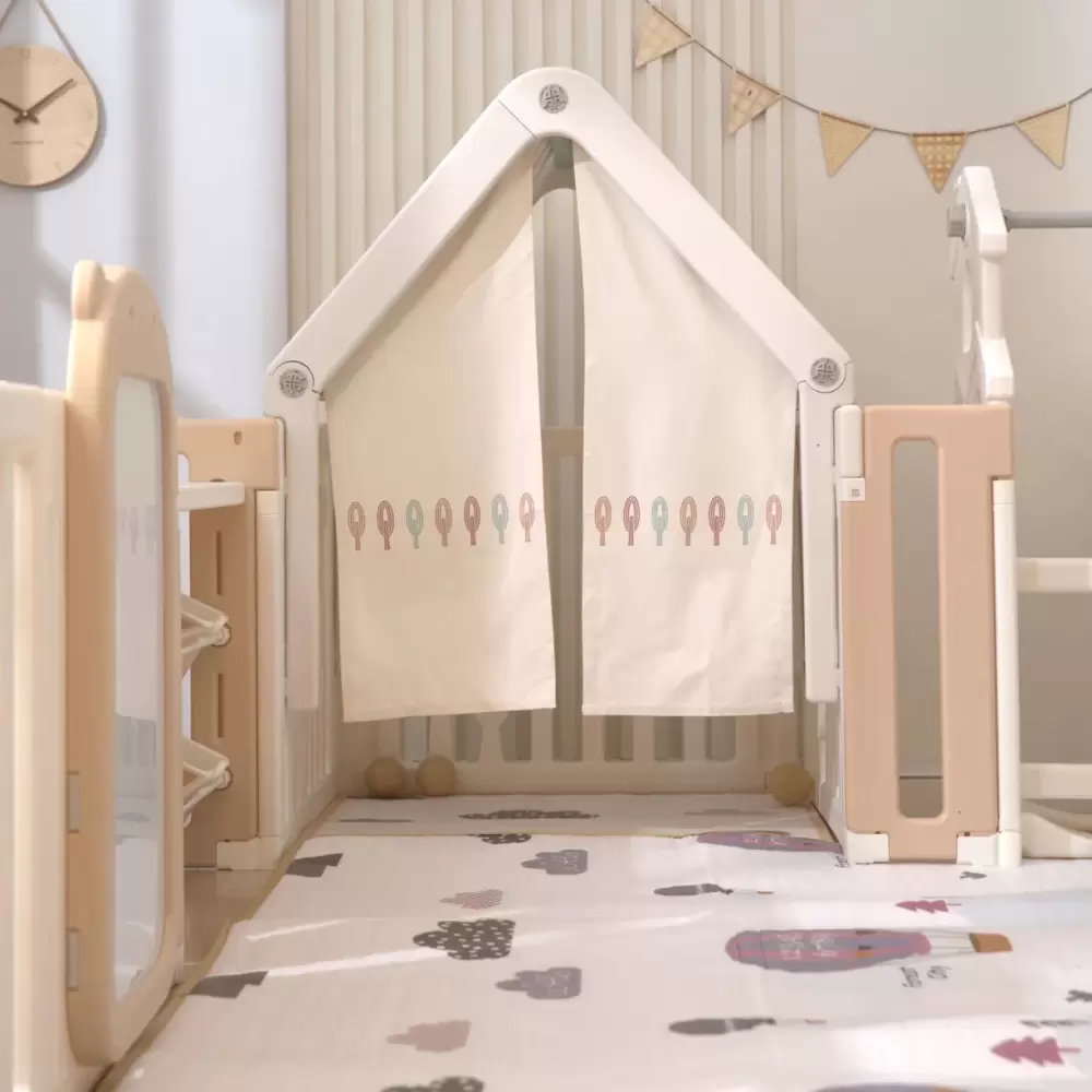 Игровой манеж UNIX Kids DeLuxe House 180x200 (Camel) фото
