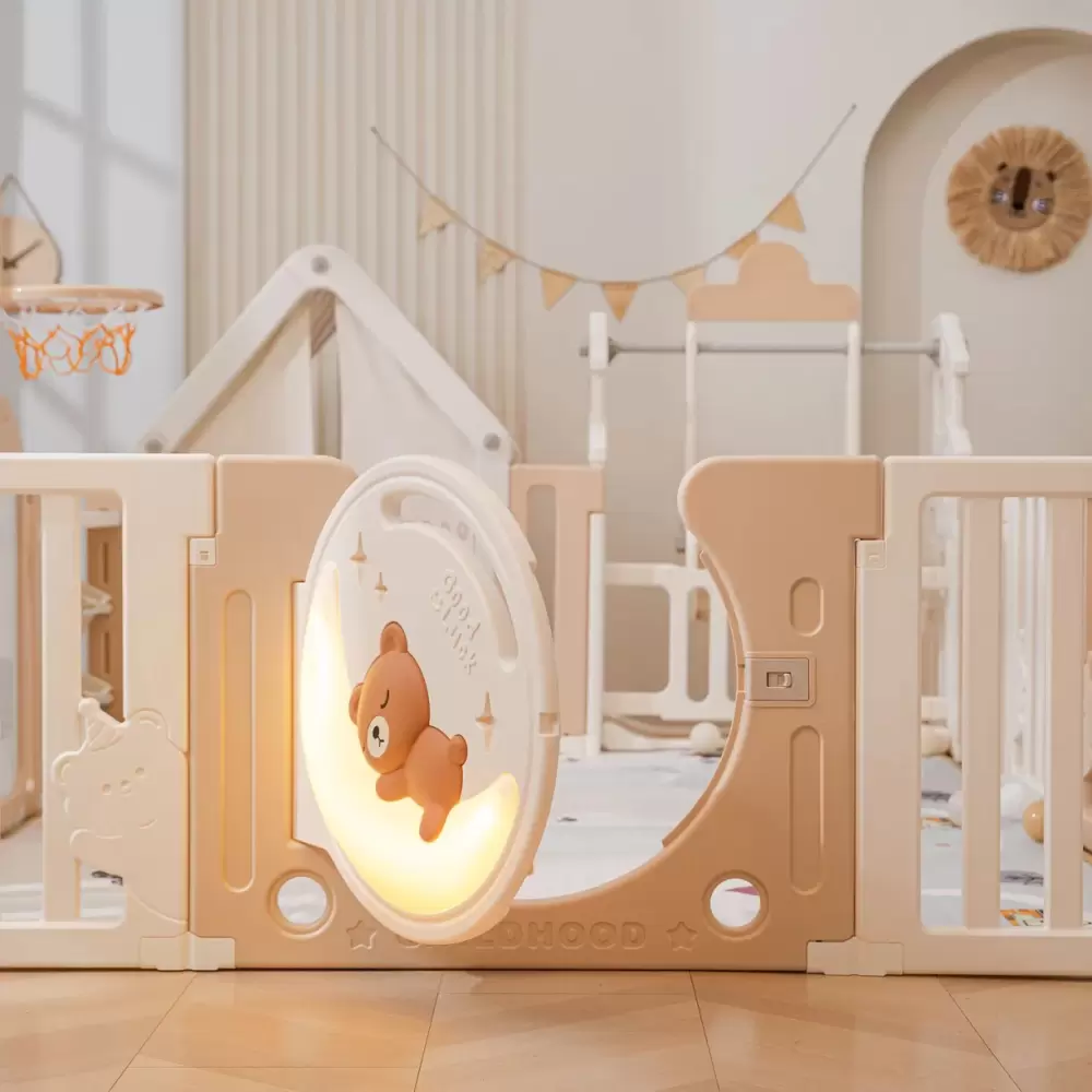 Игровой манеж UNIX Kids DeLuxe House 180x200 (Camel) фото