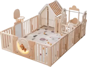 Игровой манеж UNIX Kids DeLuxe House 180x200 (Camel) фото