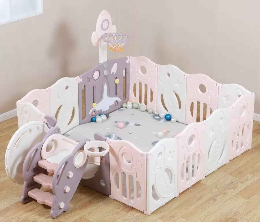 Игровой манеж UNIX Kids Supreme Space 160x160 с качелями (розовый) фото