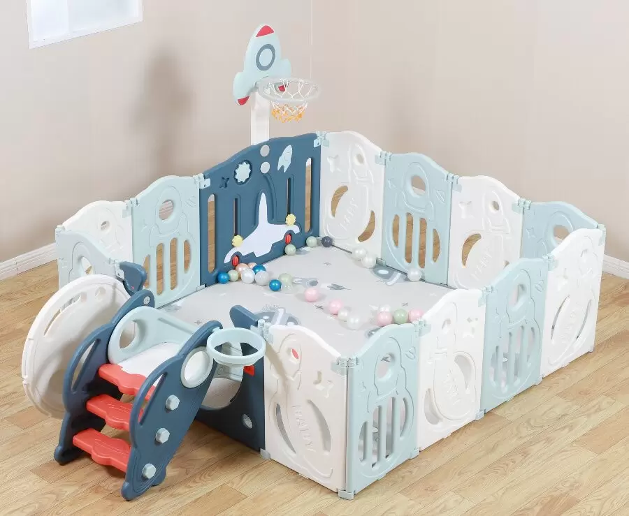 Игровой манеж UNIX Kids Supreme Space с качелями 160x160(синий) фото