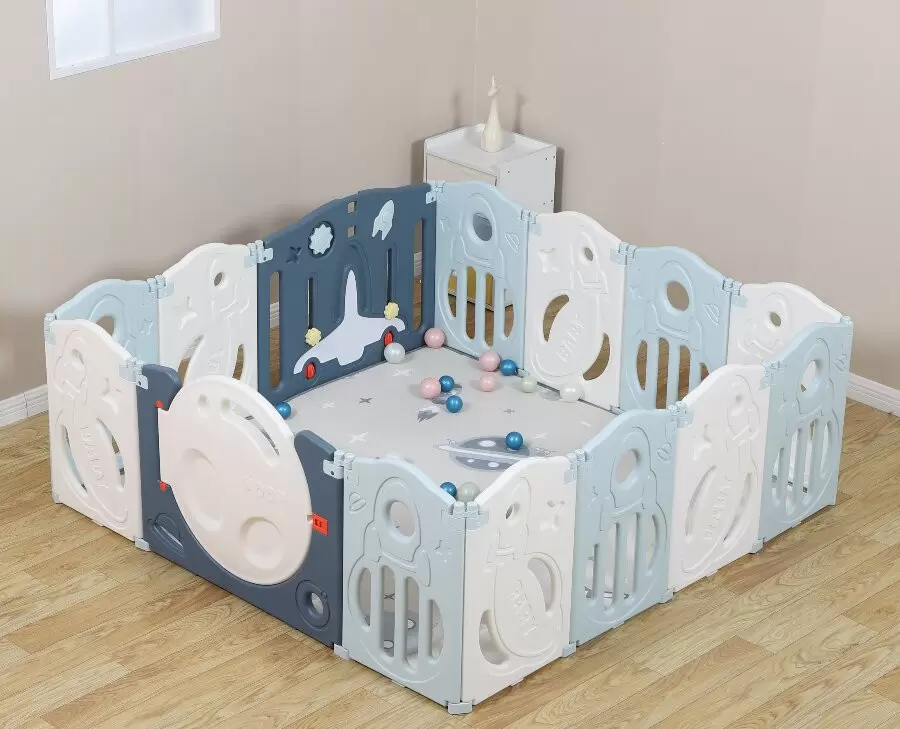 Игровой манеж UNIX Kids Supreme Space с качелями 160x160(синий) фото