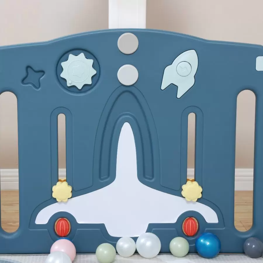 Игровой манеж UNIX Kids Supreme Space с качелями 160x160(синий) фото