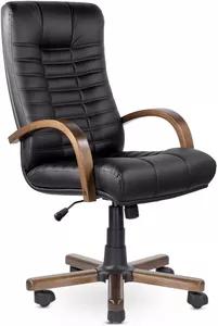 Офисное кресло UTFC Атлант В (натуральная кожа, дерево, черный) фото