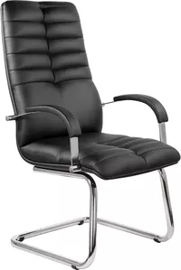 Офисное кресло UTFC Гелакси В (хром, натуральная кожа) на полозьях фото