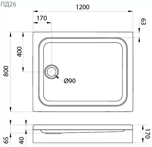 Душевой поддон Triton ПД26 120x80 фото