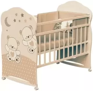 Детская кроватка VDK Funny Bears колесо-качалка с маятником (слоновая кость) фото