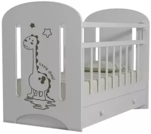 Детская кроватка VDK Dino маятник и ящик (белый) фото