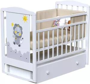 Детская кроватка VDK Dream Happy Lion маятник с ящиком (Bianco) фото
