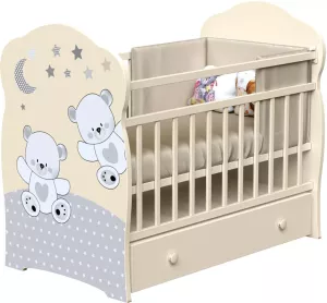 Детская кроватка VDK Funny Bears маятник и ящик (слоновая кость) фото